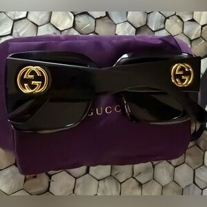 Gucci Black Sunglasses with Gold Logo